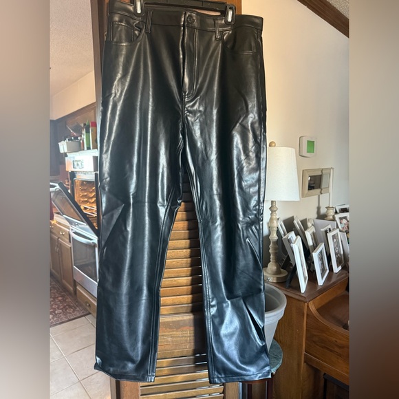 Abercrombie & Fitch began leather black pants like new 33 16 LONG 90s straight - Picture 2 of 6